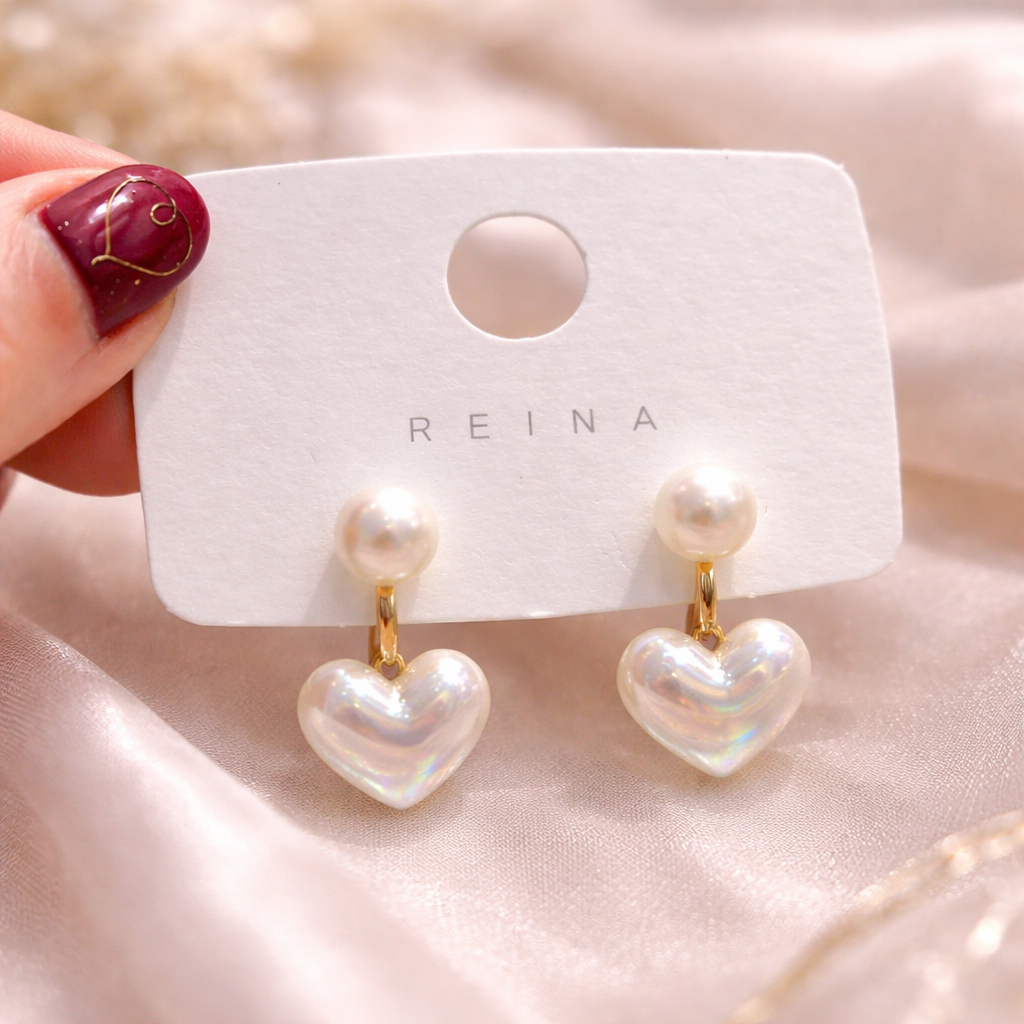 Pearl Heart Drop Earrings ✨