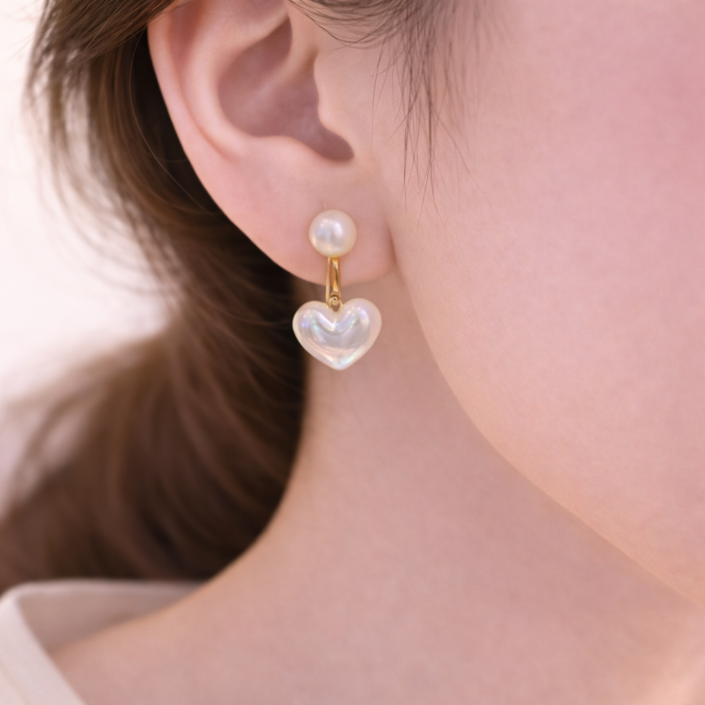 Pearl Heart Drop Earrings ✨