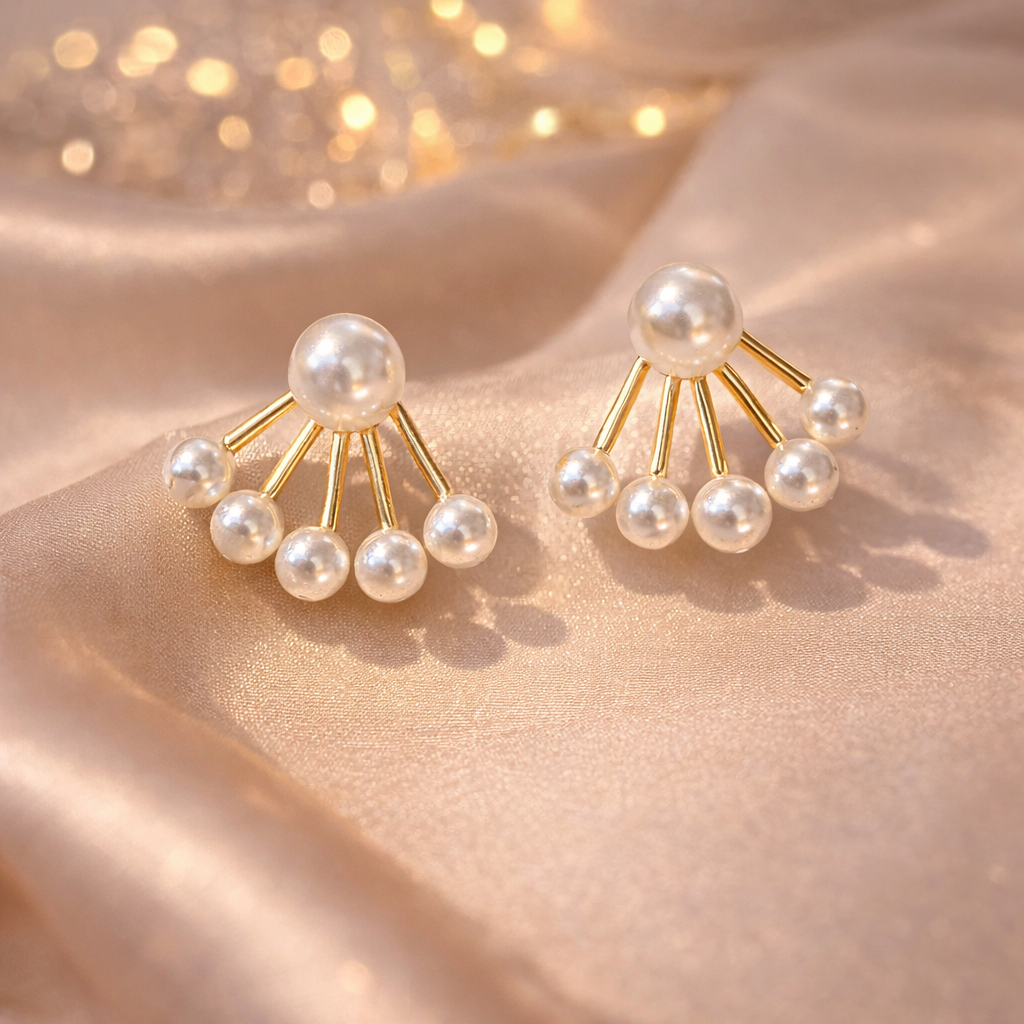 Pearl Fan Stud Earrings🤍✨