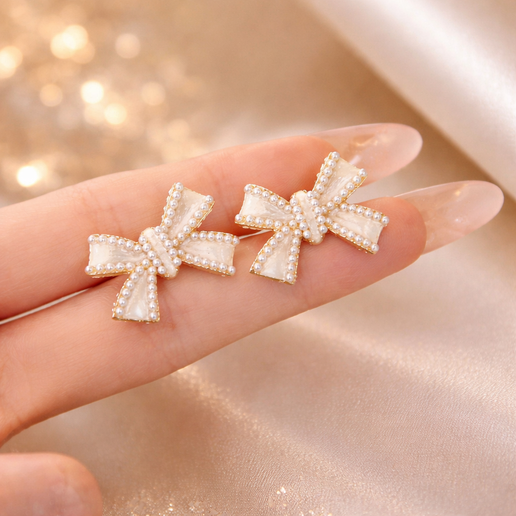 🤍 Pearl Bow Stud Earrings ✨B2F1