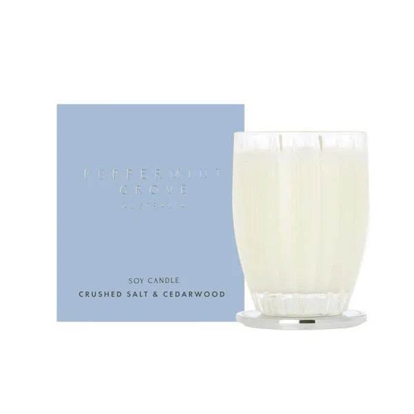 Peppermint Grove Crushed Salt & Cedarwood Soy Candle 370g - Clean, woody, and coastal 🧂🪵🕯️