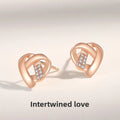 🌸 Rose Gold 925 Sterling Silver Leaf Knot Stud Earrings ✨