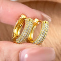 ✨ 18K Gold Plated Pave Hoop Earrings