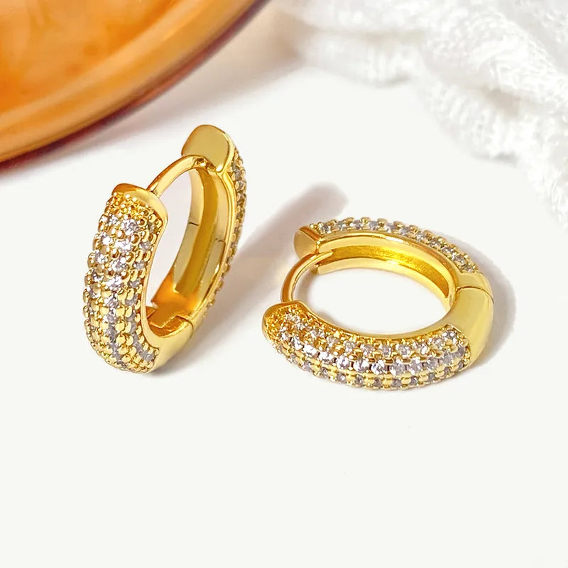 ✨ 18K Gold Plated Pave Hoop Earrings