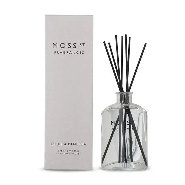 ✨Lotus & Camellia Reed Diffuser 275ml – Moss St. Fragrances 🌸🌿- Light, floral