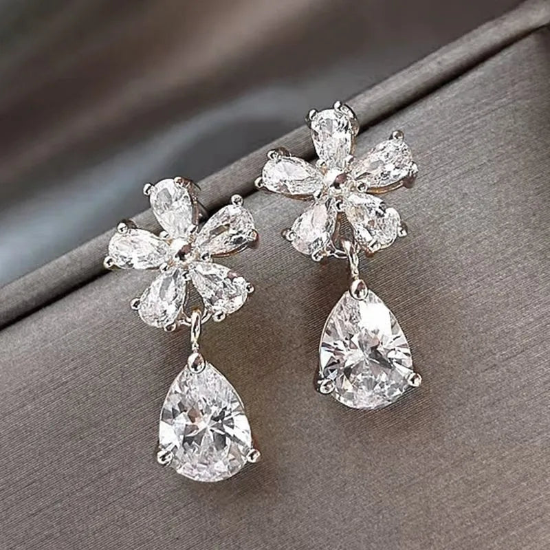 Elegant Zirconia Floral Drop Earrings 🌸✨B2F1