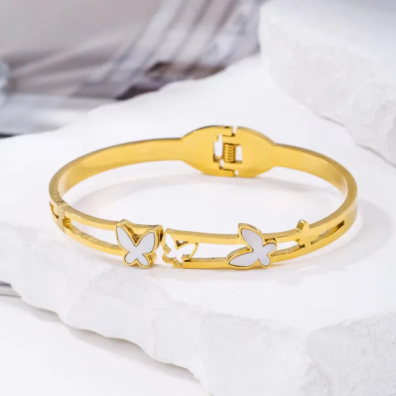 ✨ 18K PVD Gold Butterfly Bangle Bracelet