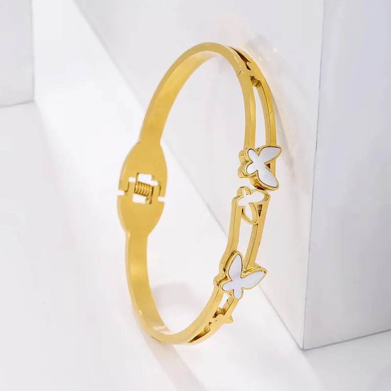 ✨ 18K PVD Gold Butterfly Bangle Bracelet