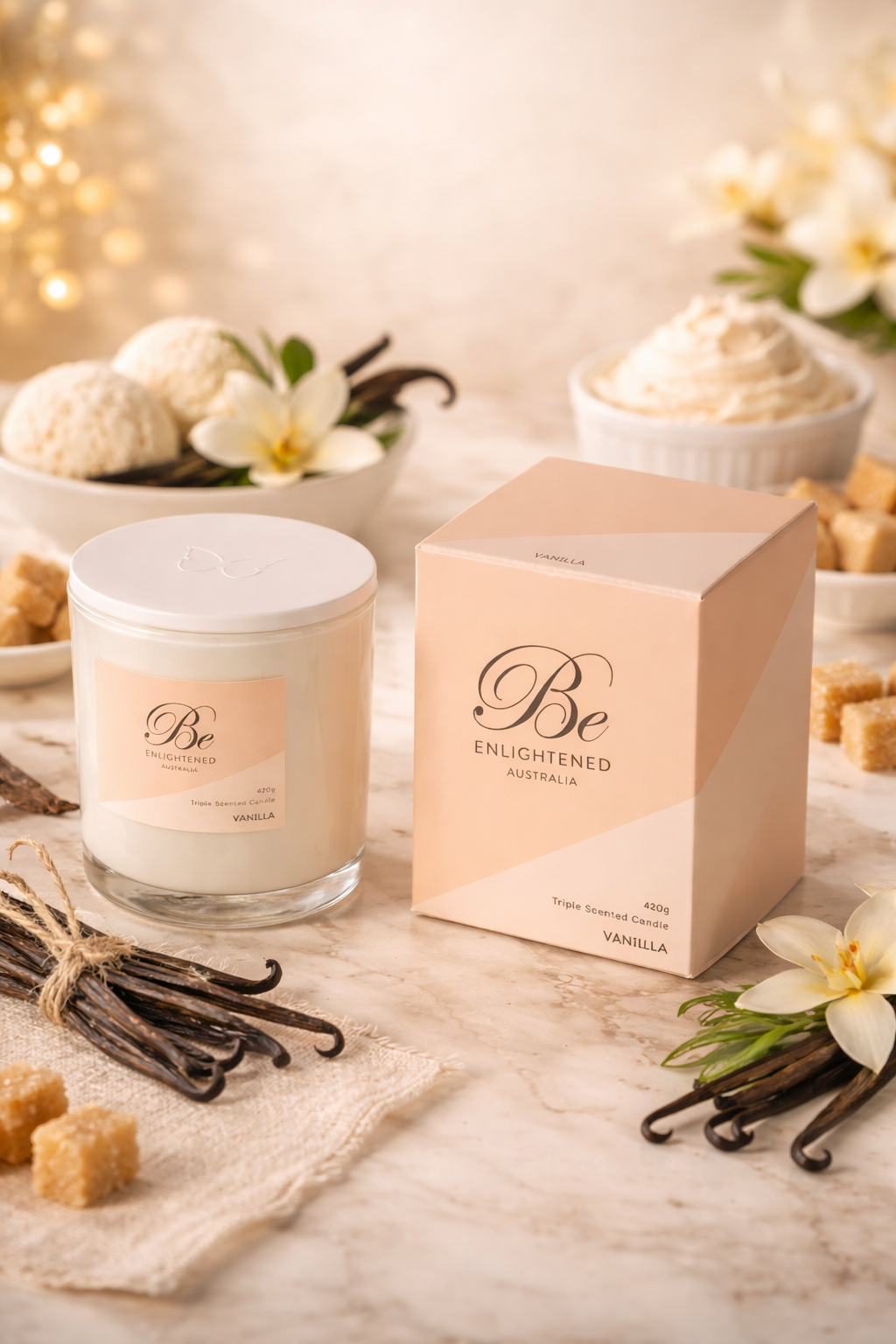 🍦 Vanilla Triple Scented Candle Be Enlightened ✨🕯️💛 - Sweet, comforting