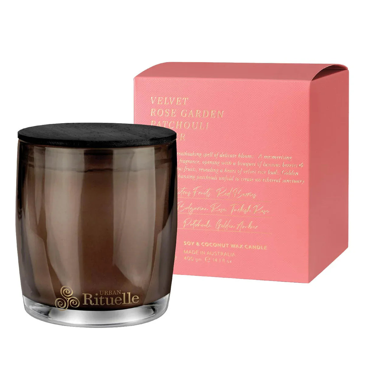 🌹 Velvet Rose Garden, Patchouli & Amber Scented Soy Candle (400g) By Urban Rituelle🌹🌿✨ - floral, warm