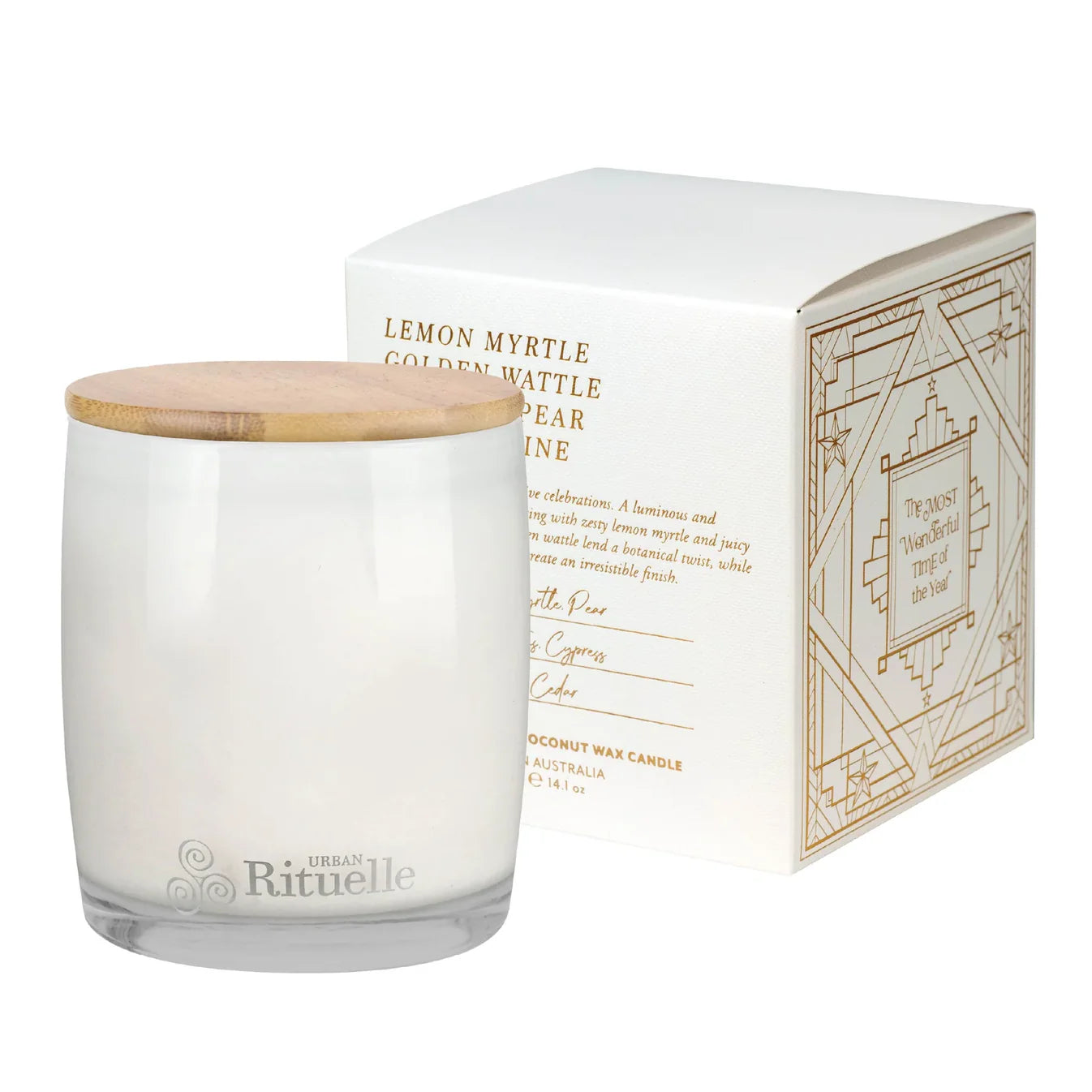 🌼 Lemon Myrtle, Golden Wattle, Poached Pear & Cypress Pine Scented Soy Candle (400g) By Urban Rituelle 🍋🌼🌿 - soft floral, woody, grounding
