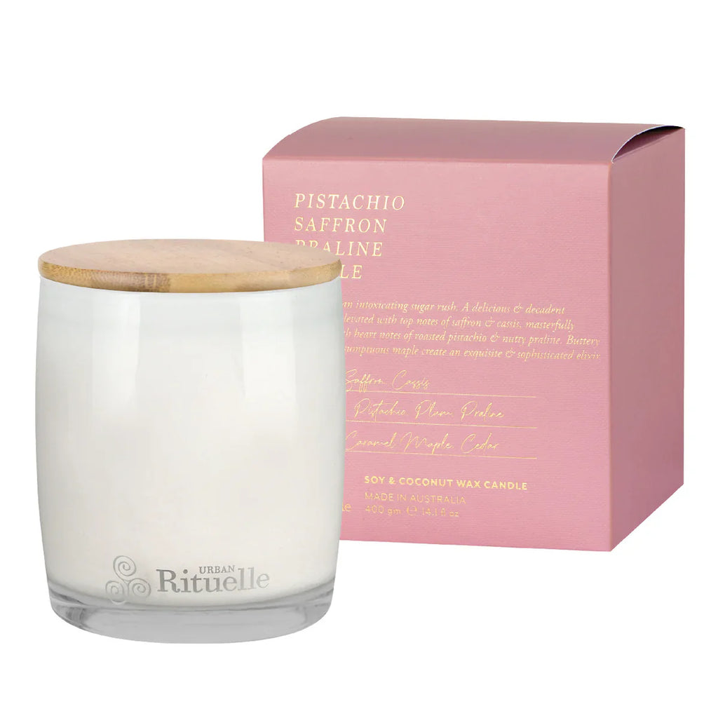 🥜 Pistachio, Saffron, Praline & Maple Scented Soy Candle (400g) By Urban Rituelle 🥜✨🍫 - smooth, sweet, comforting