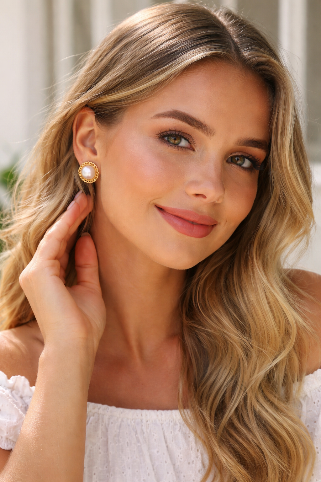 ✨ Vintage Pearl Gold Stud Earrings 🤍 | Modern Style | B2F1